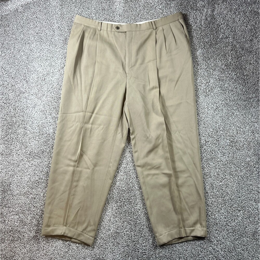 Monsieur Givenchy Pants Mens 42 Tan Slacks Pleated Vintage USA Quiet Luxury Prep